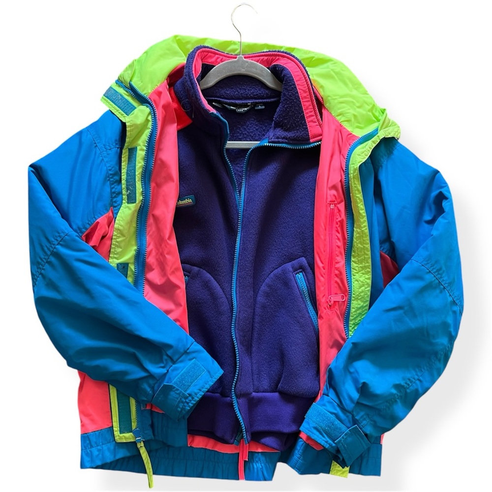 Rare Vintage 90’s Columbia Ladies Bugaboo Ski Jacket- Blue, Pink, Green ladies L